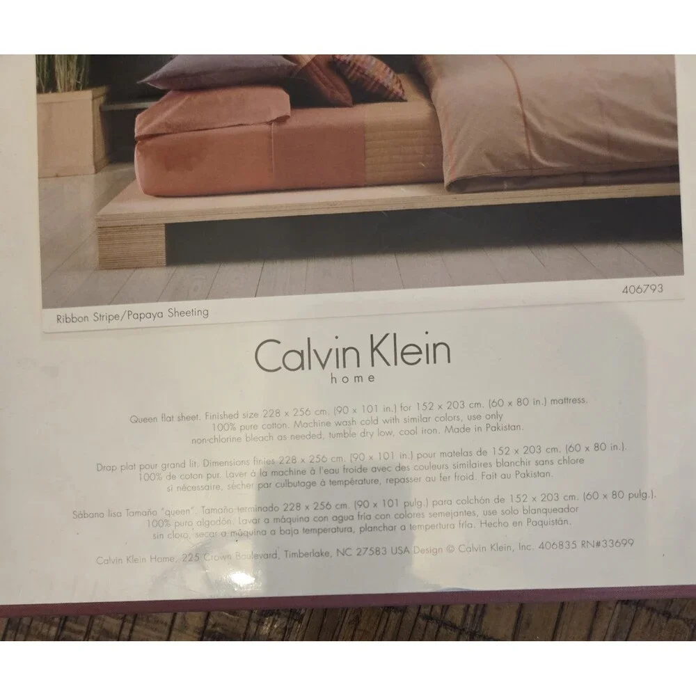 Calvin Klein The Khaki Collection Queen Flat Sheet Pure Cotton 200 Thread Ct NWT